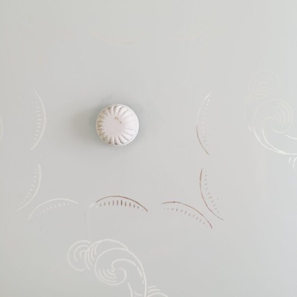 Vintage MCM Glass Ceiling Light Fixture With Etched Swirl Design & Metal Base - Picture 12 of 14